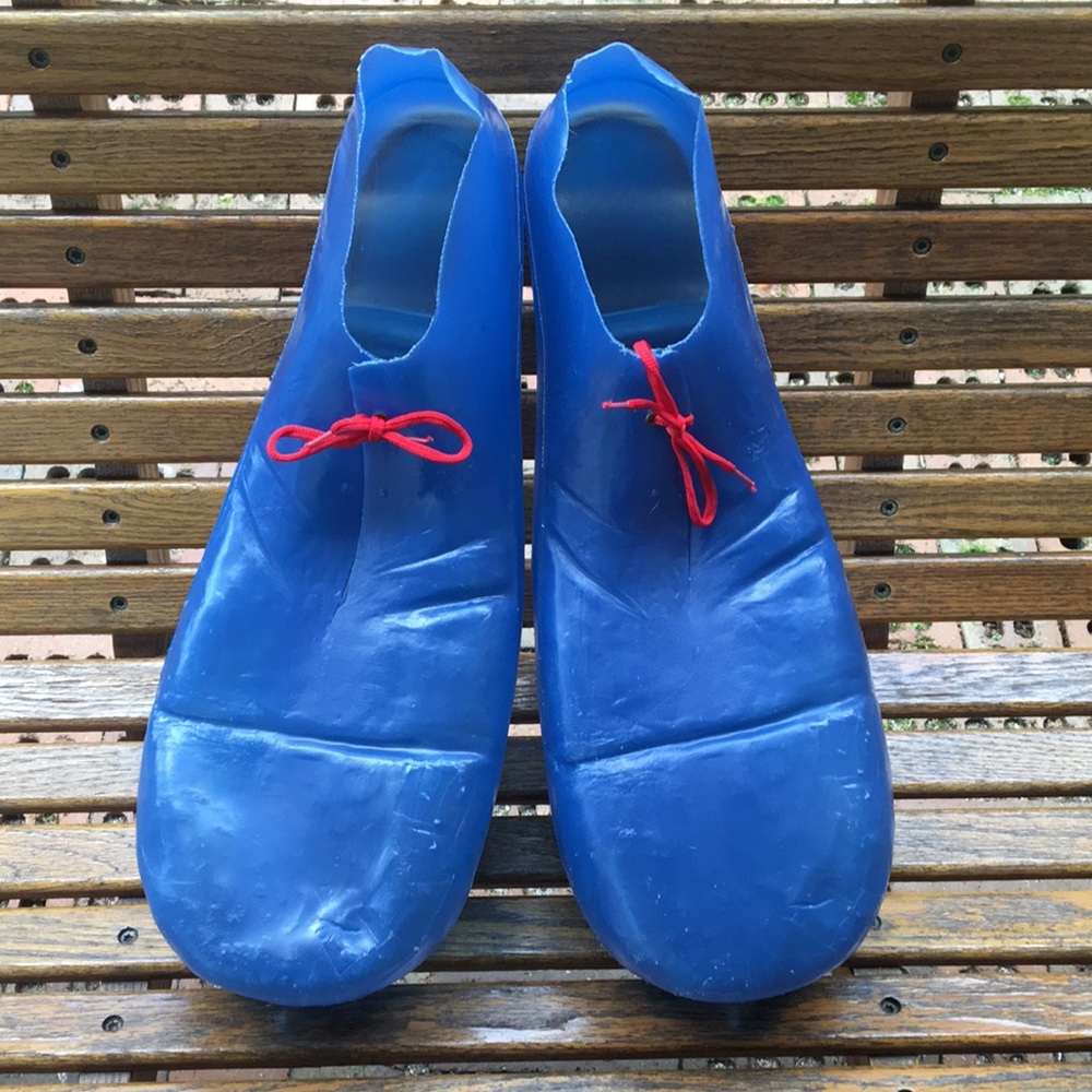 Vintage made in USA blue clown shoes adult costume sized 16”